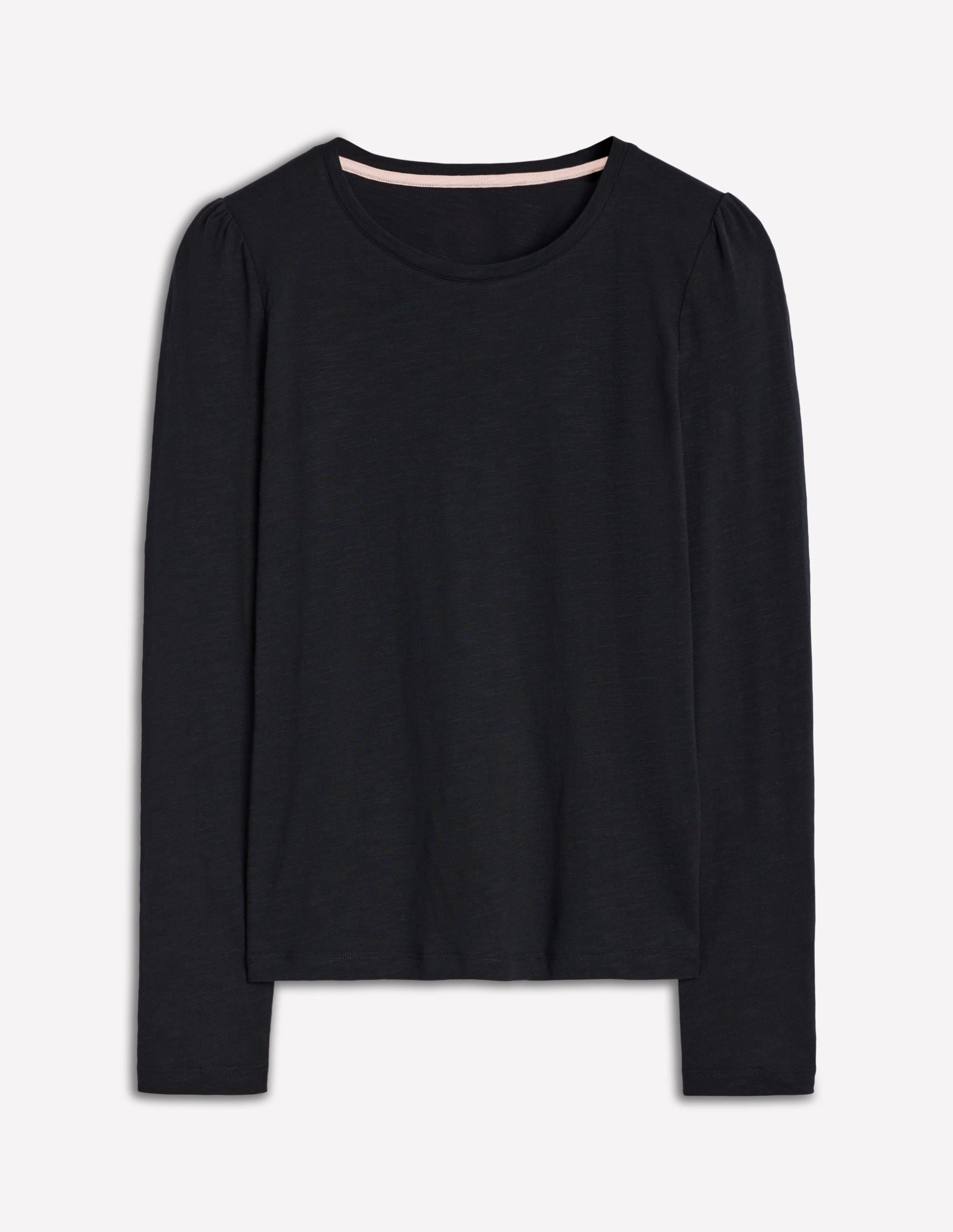 Cotton Crew Long Sleeve Top-Black - Image 5