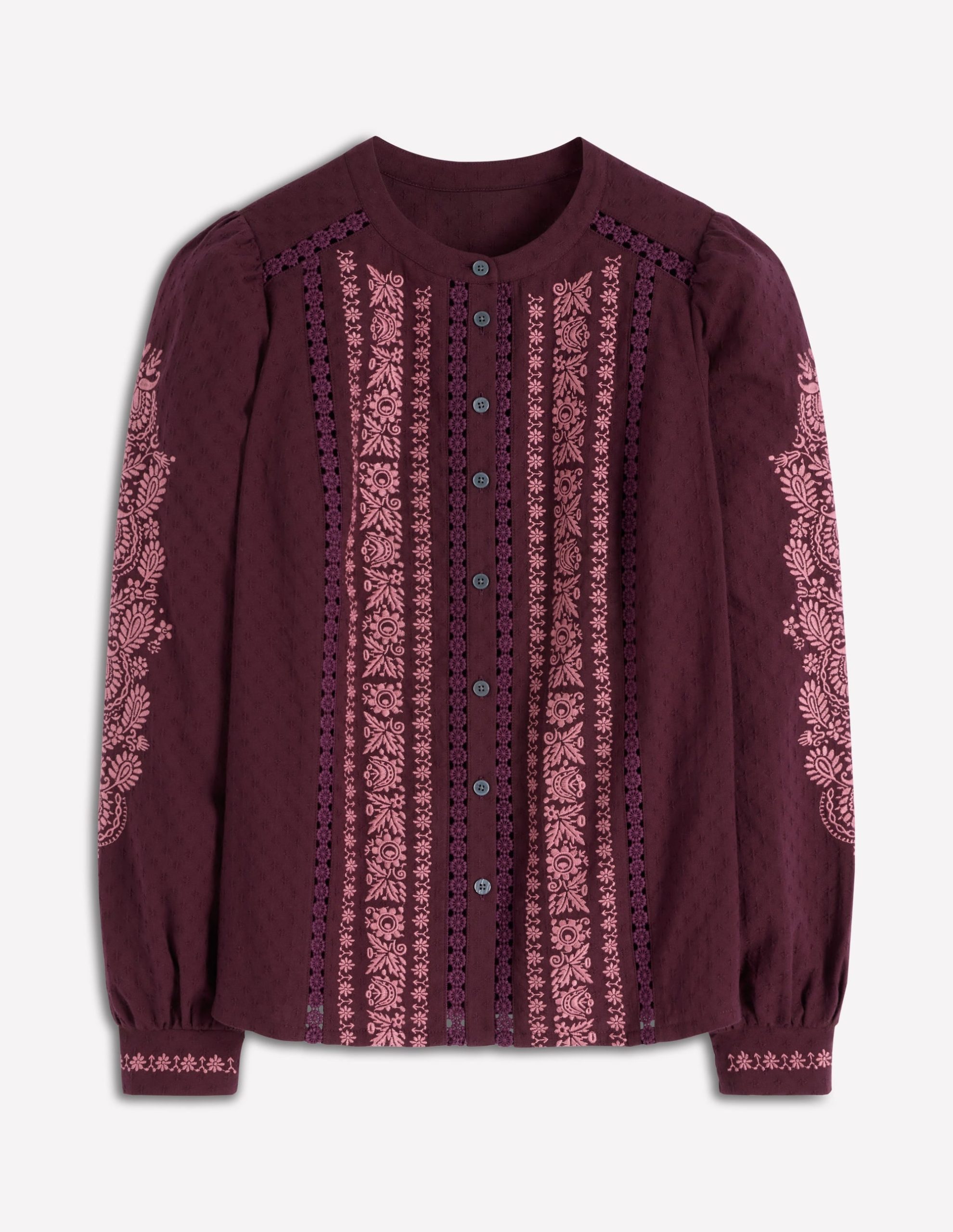 Embroidered Cotton Top-Dark Cherry - Image 6