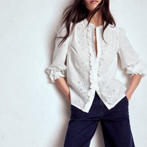 Alice Broderie Top-White