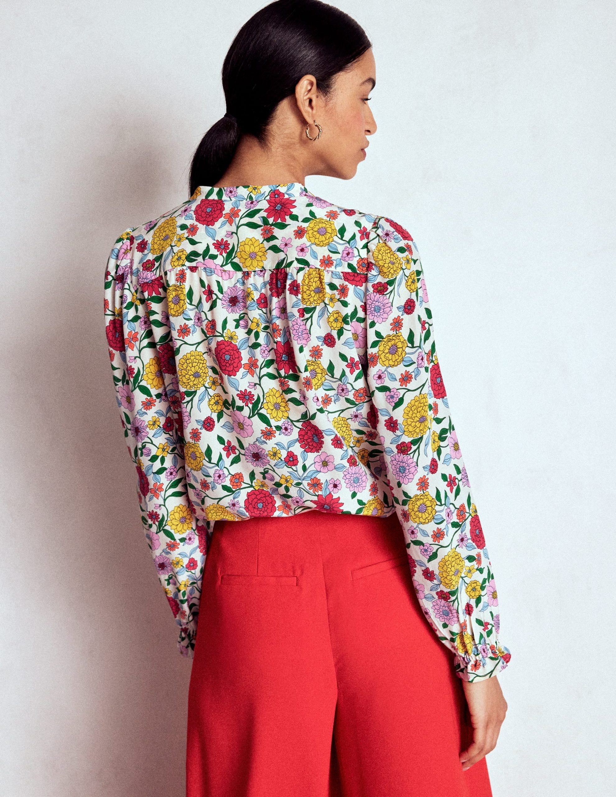 Alice Frill Front Silk Top-Multi. Dahlia Trail - Image 3