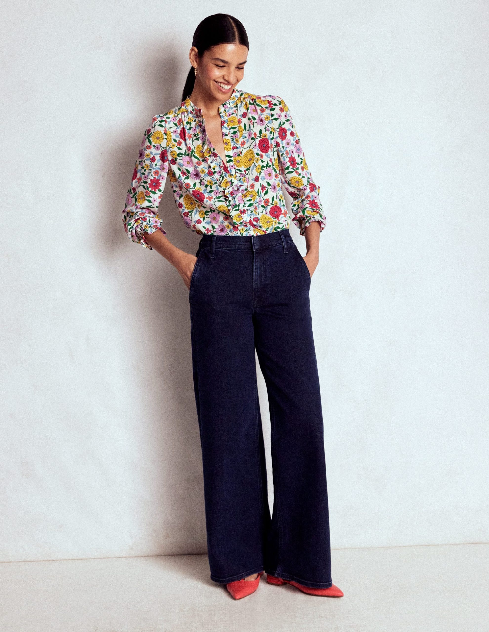 Alice Frill Front Silk Top-Multi. Dahlia Trail - Image 6