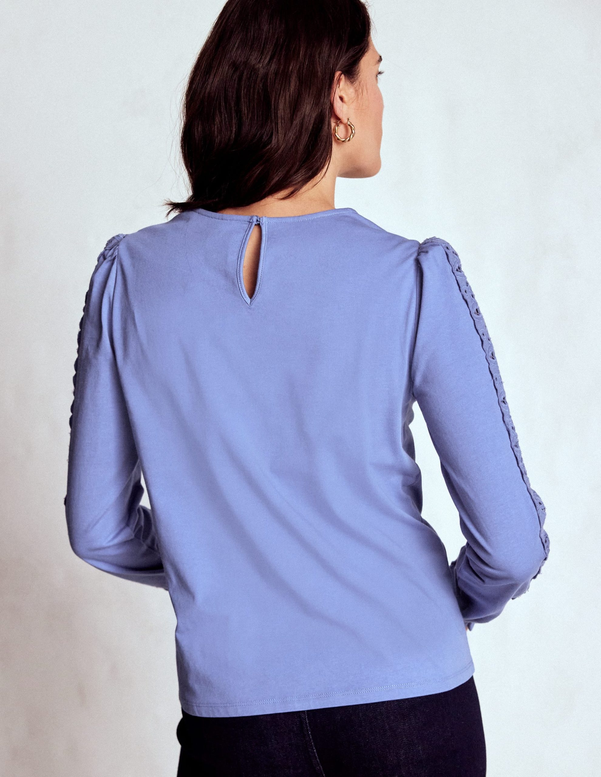Scarlett Broderie Trim Top-Soft Blue - Image 3