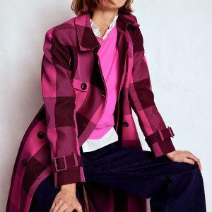 Cheltenham Trench Coat-Pink Peony. Chestnut Gingham