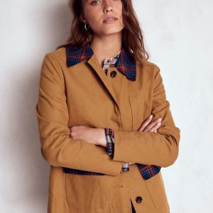 Canvas Barn Jacket-Hazelnut Brown. Check