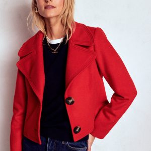 Topstitch Jacket-Poppy Red