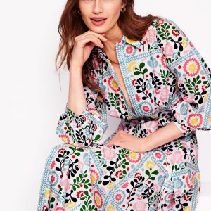 Clara Cotton Shirt Dress-Multi. Walled Garden