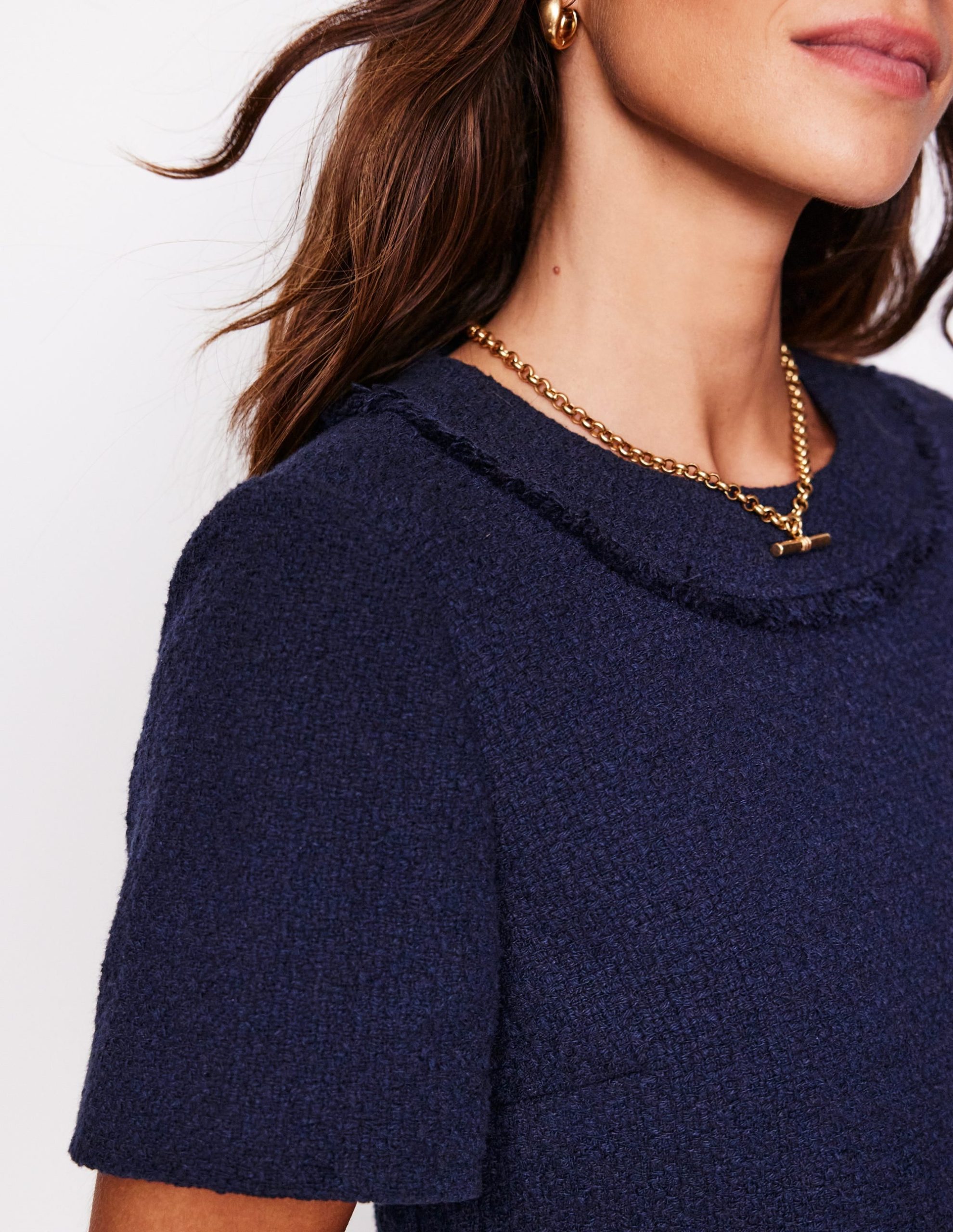 Evita Cotton Shift Dress-Navy - Image 2