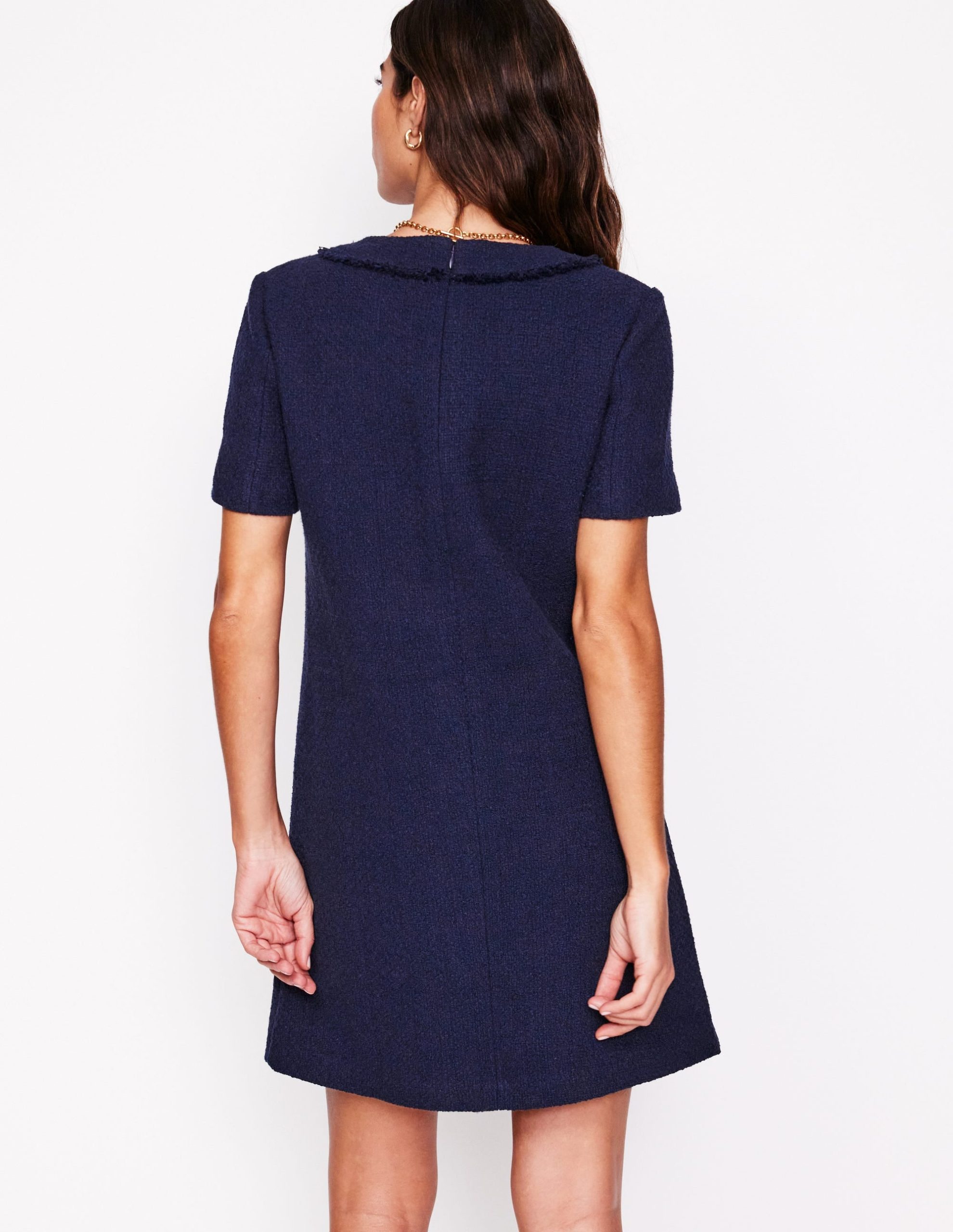 Evita Cotton Shift Dress-Navy - Image 3