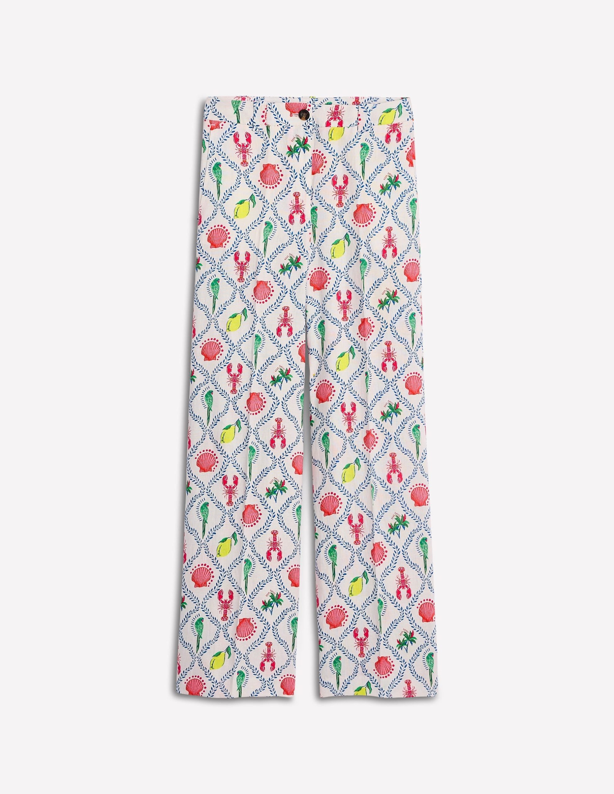 Westbourne Linen Pants-Ivory. Tropical Bonanza Vine - Image 7