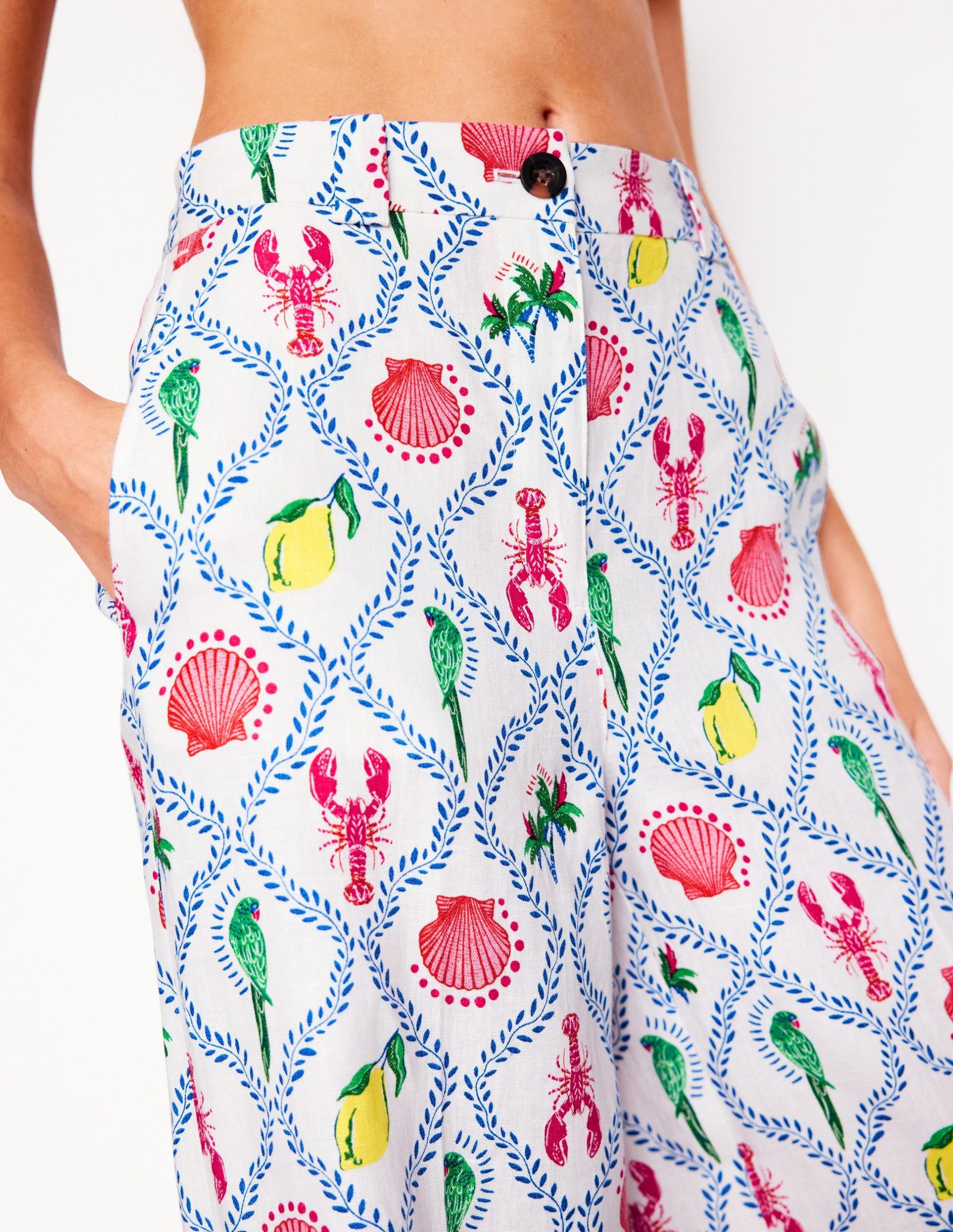 Westbourne Linen Pants-Ivory. Tropical Bonanza Vine - Image 2