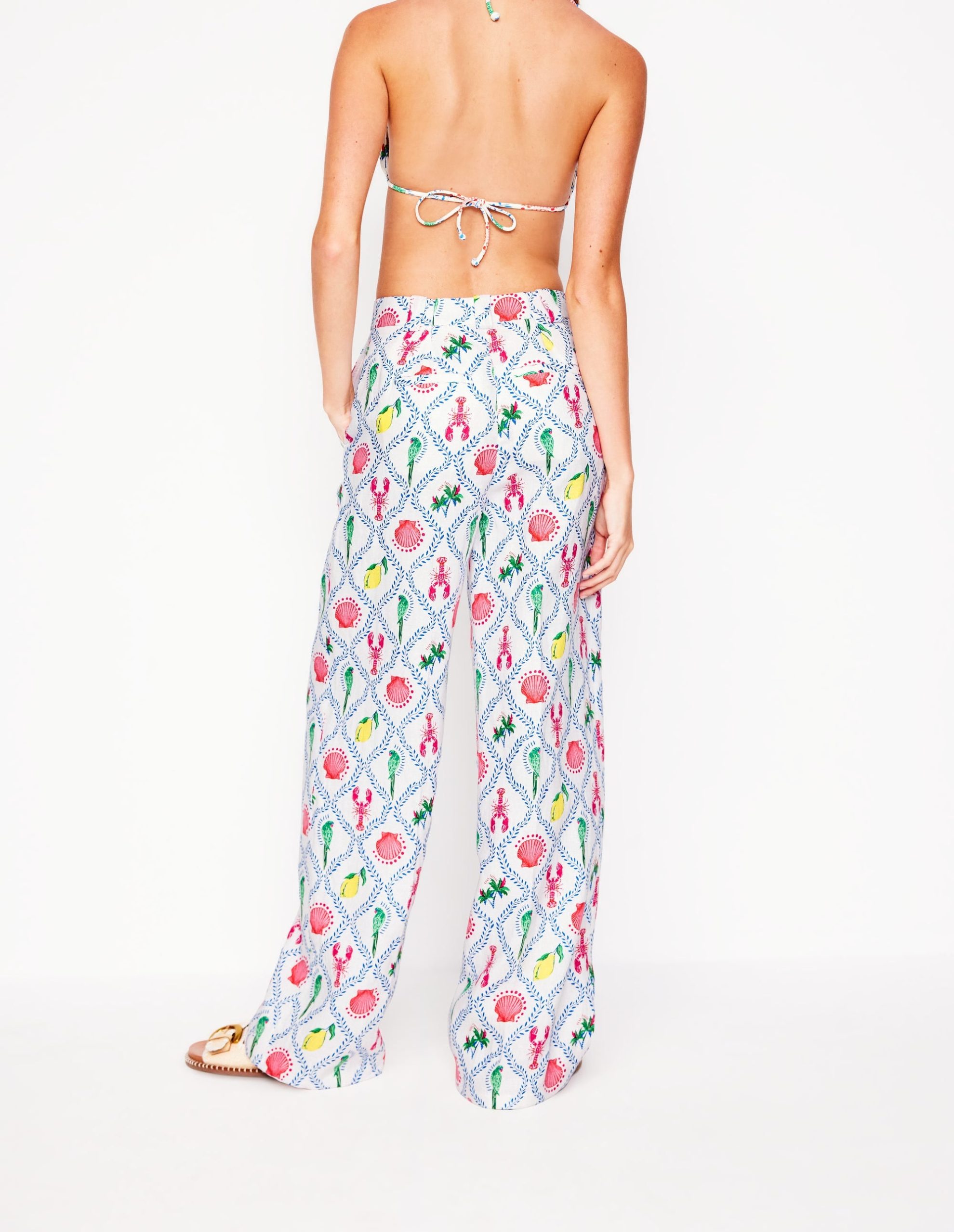 Westbourne Linen Pants-Ivory. Tropical Bonanza Vine - Image 4