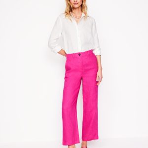 Westbourne Crop Linen Pants-Pink Peony
