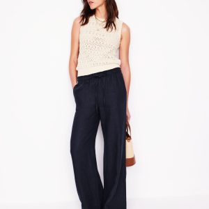 Islington Linen Pants-Navy