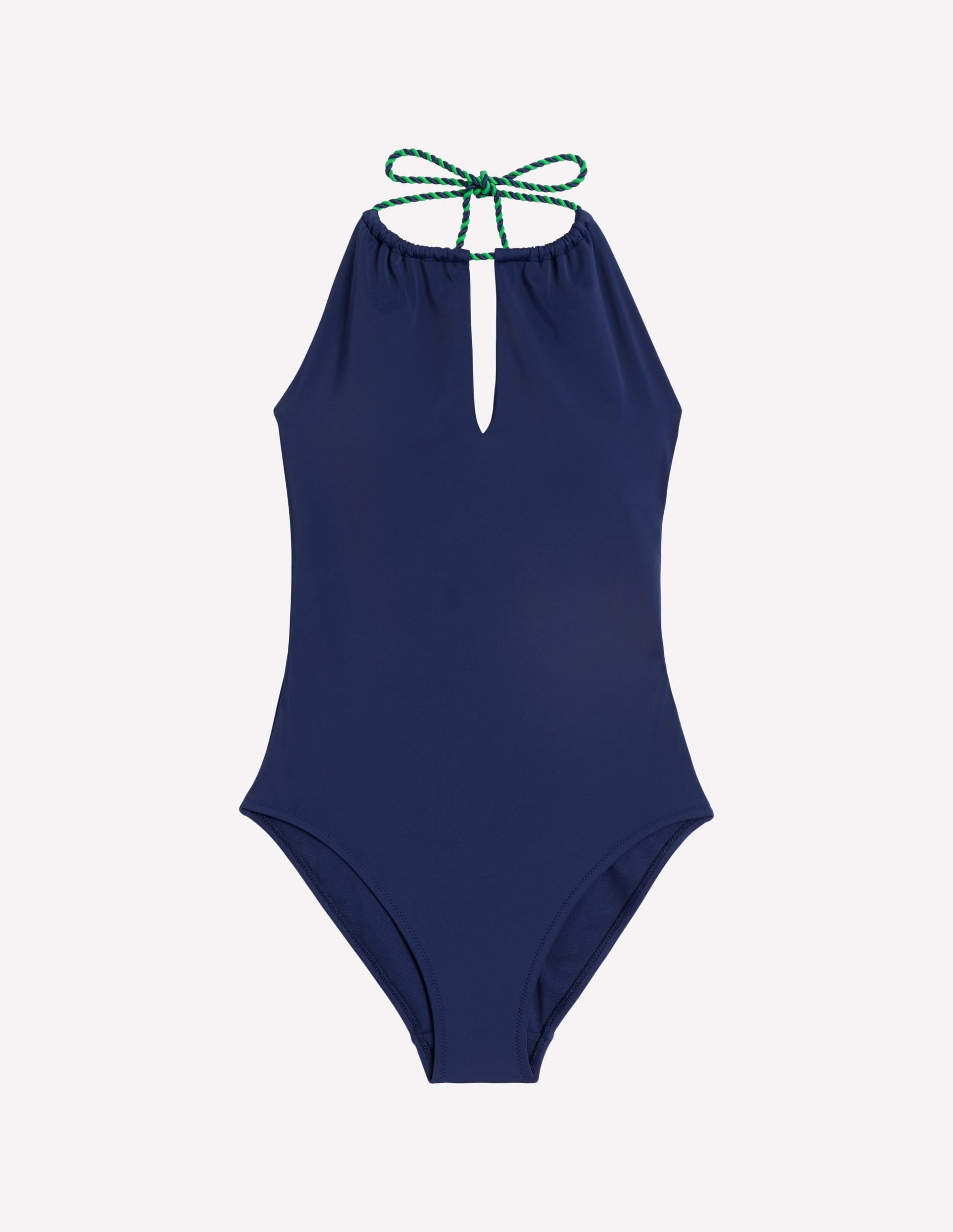 String High Neck Swimsuit-Navy - Image 6