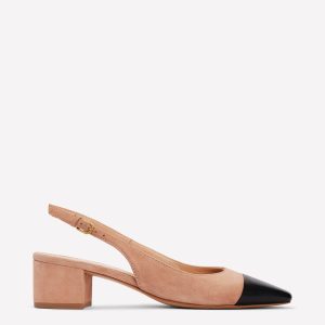 Ailsa Block Heel Slingbacks-Latte Suede