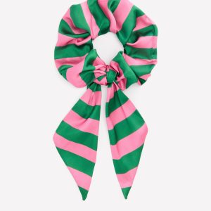 Scarf Scrunchie-Green/Pink Stripe