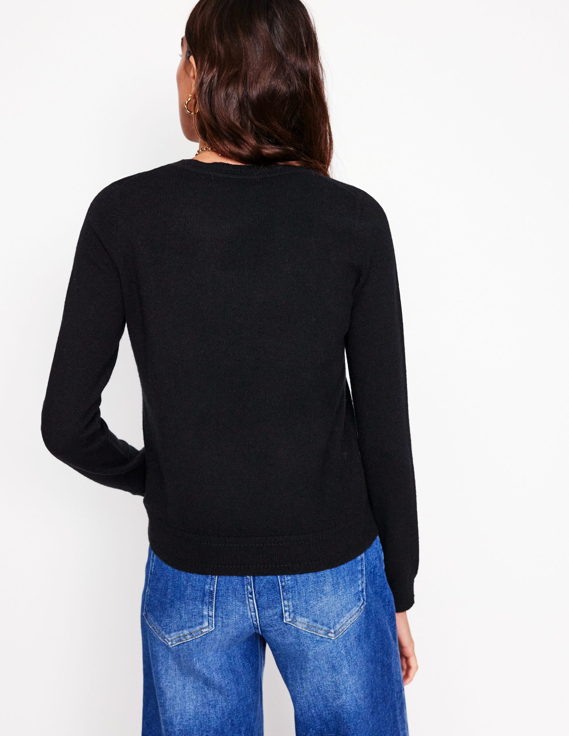 Eva Cashmere Crew Neck Sweater-Black - Image 3