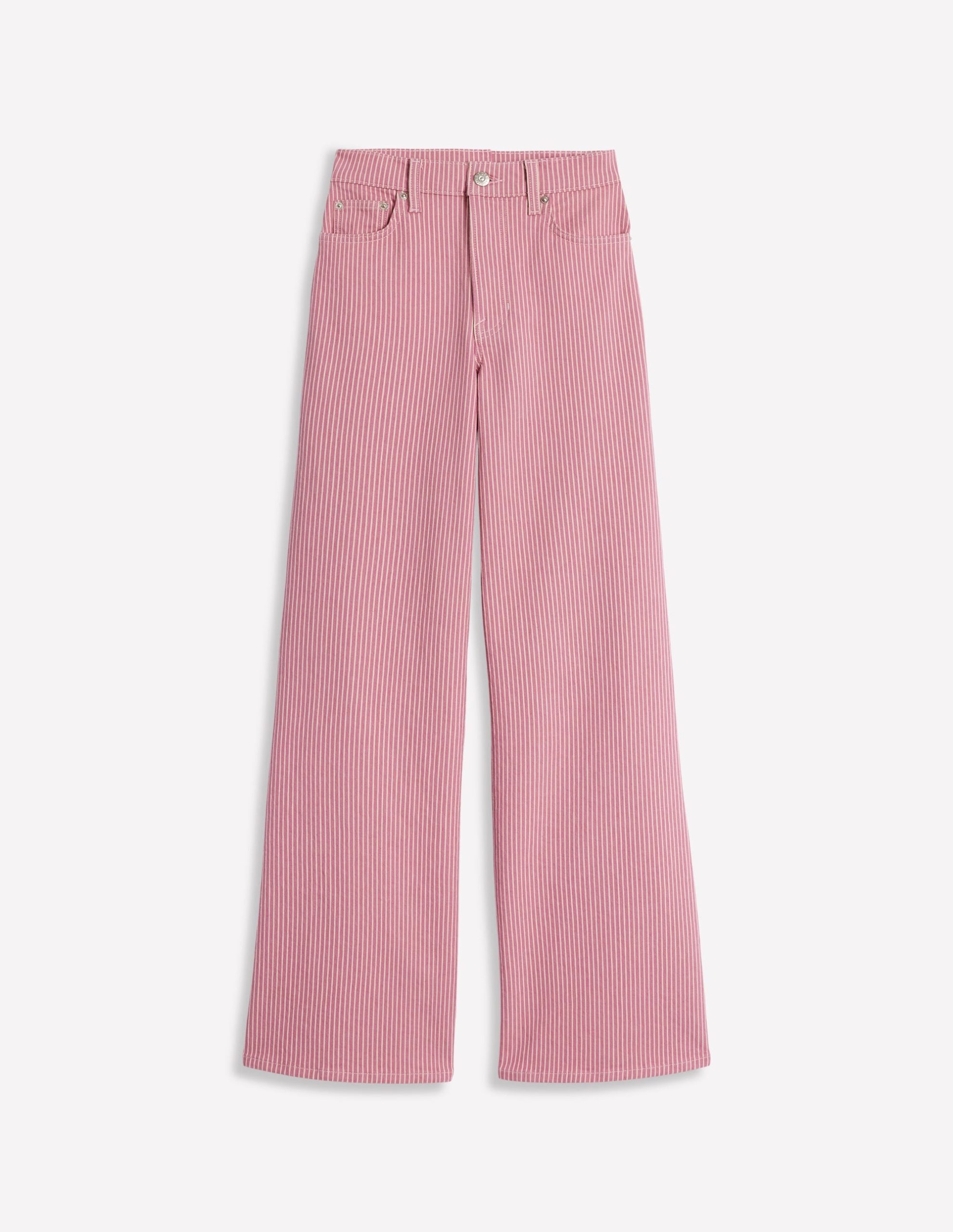 High Rise Wide Leg Jeans-Pink Stripe - Image 2