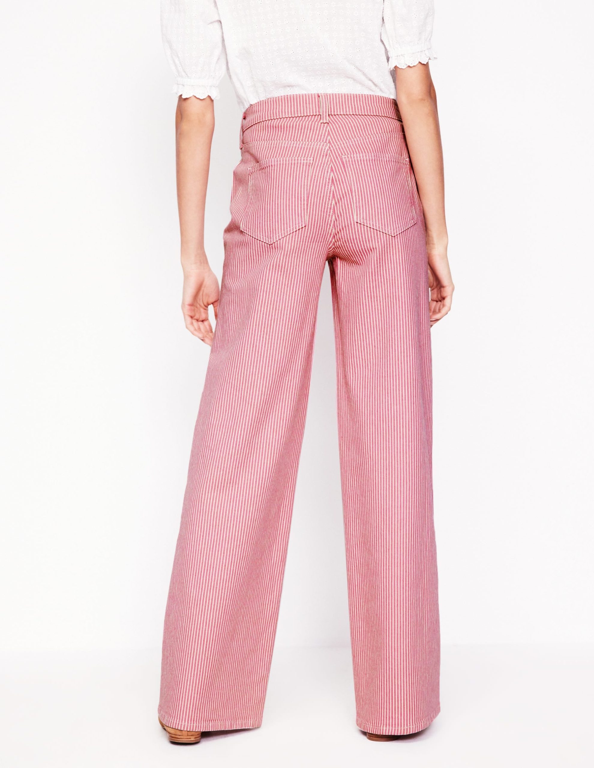 High Rise Wide Leg Jeans-Pink Stripe - Image 4