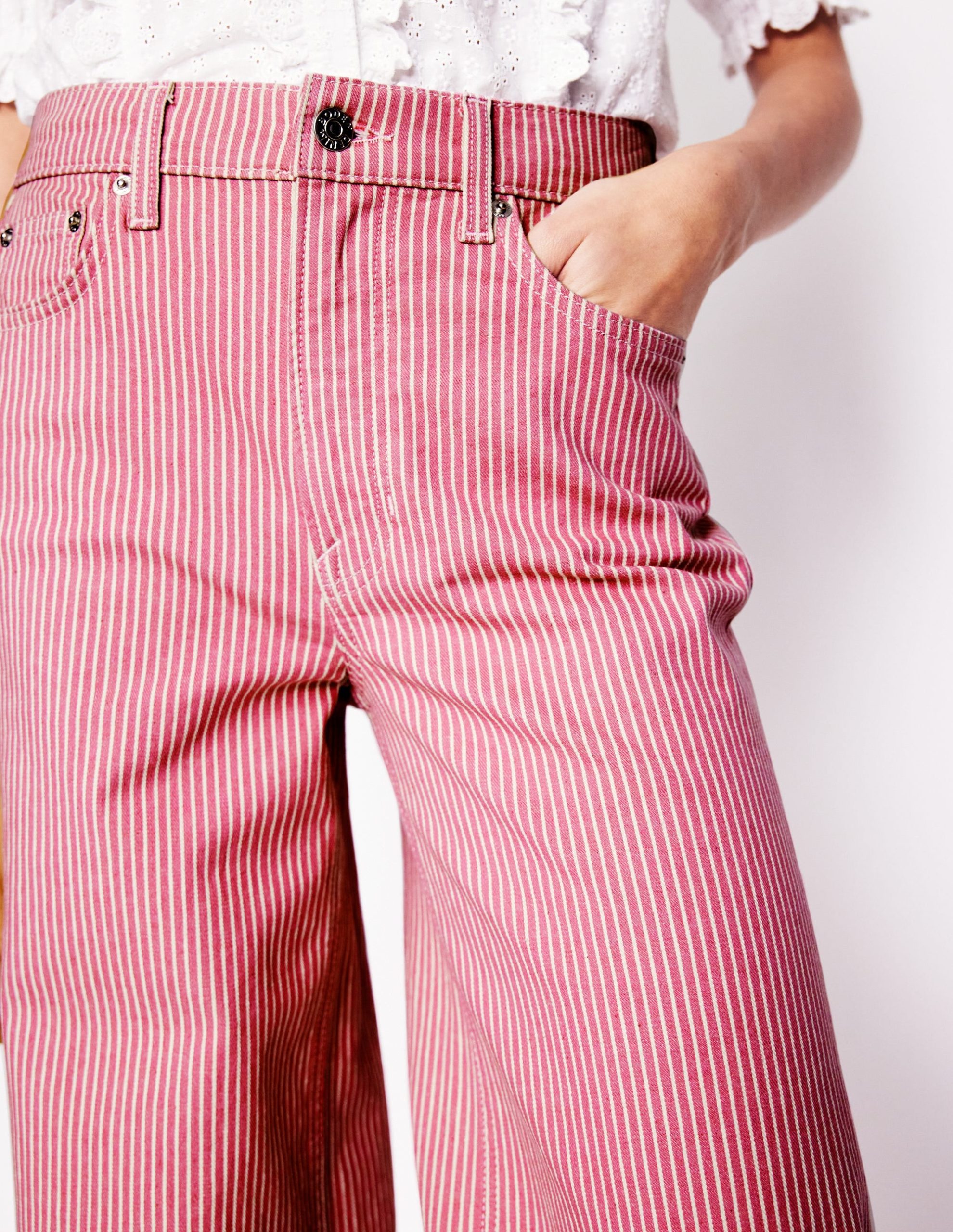 High Rise Wide Leg Jeans-Pink Stripe - Image 5