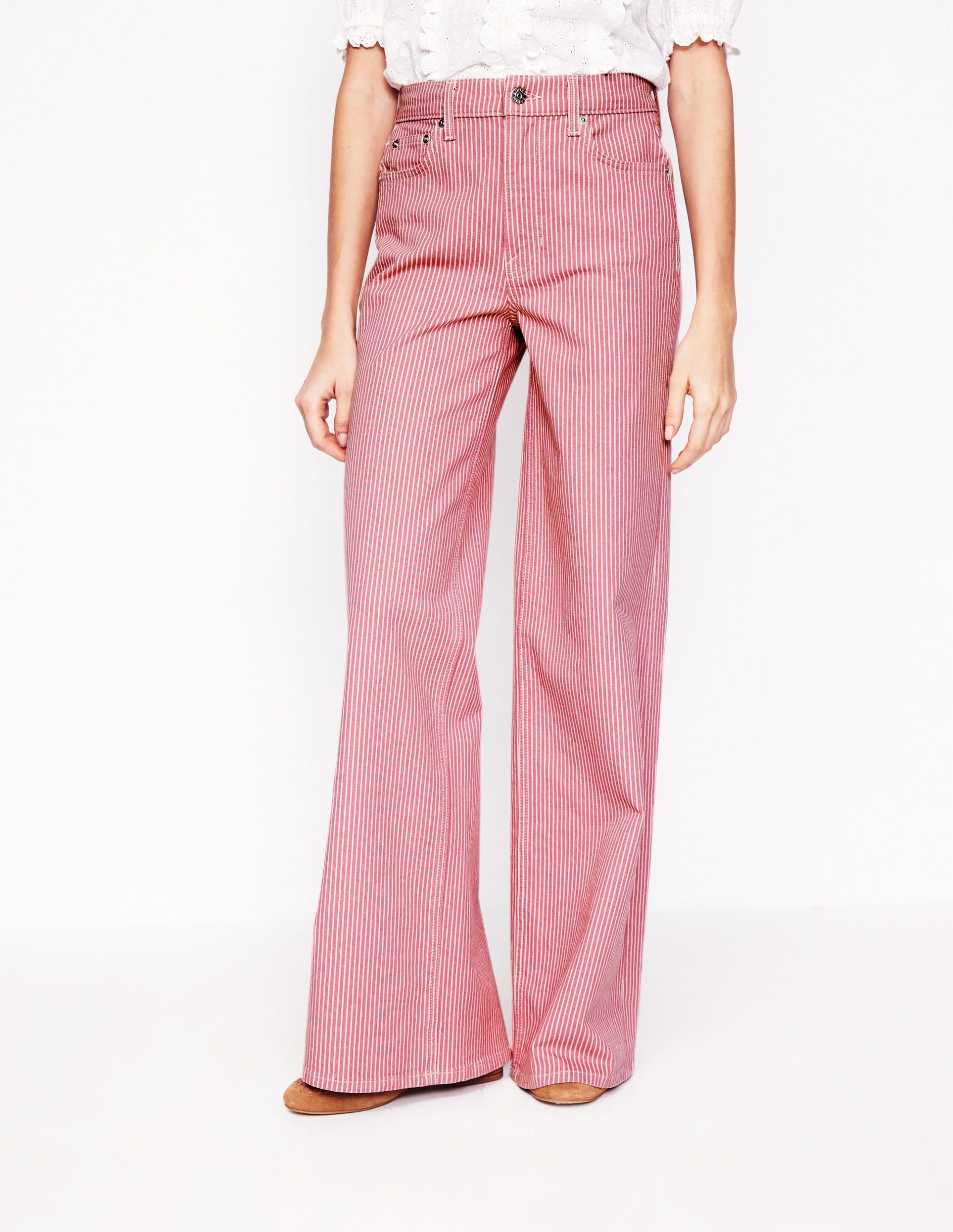 High Rise Wide Leg Jeans-Pink Stripe - Image 6