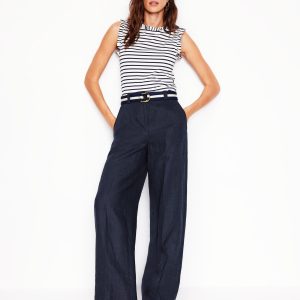Westbourne Linen Pants-Navy