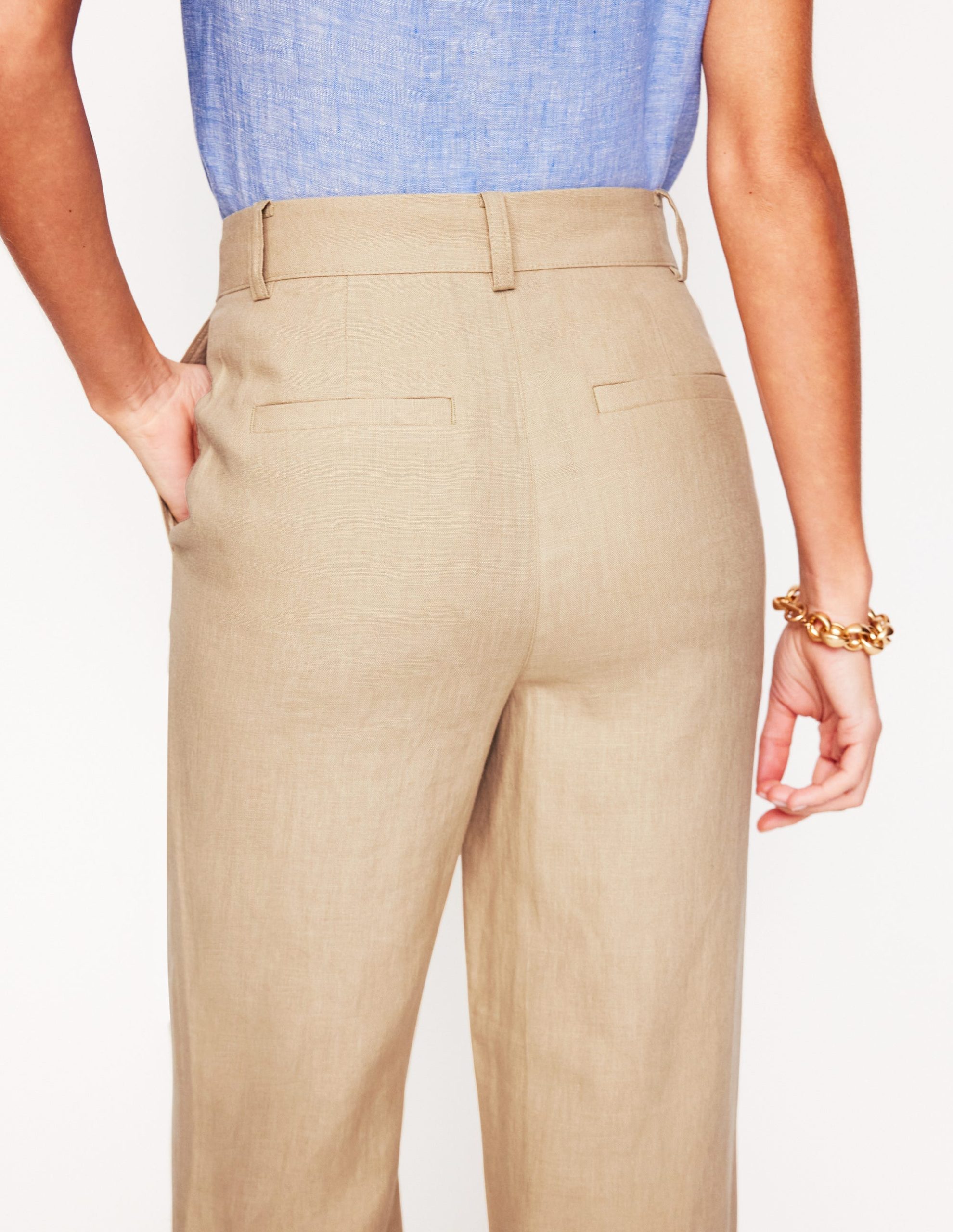 Westbourne Crop Linen Pants-Oatmeal - Image 3