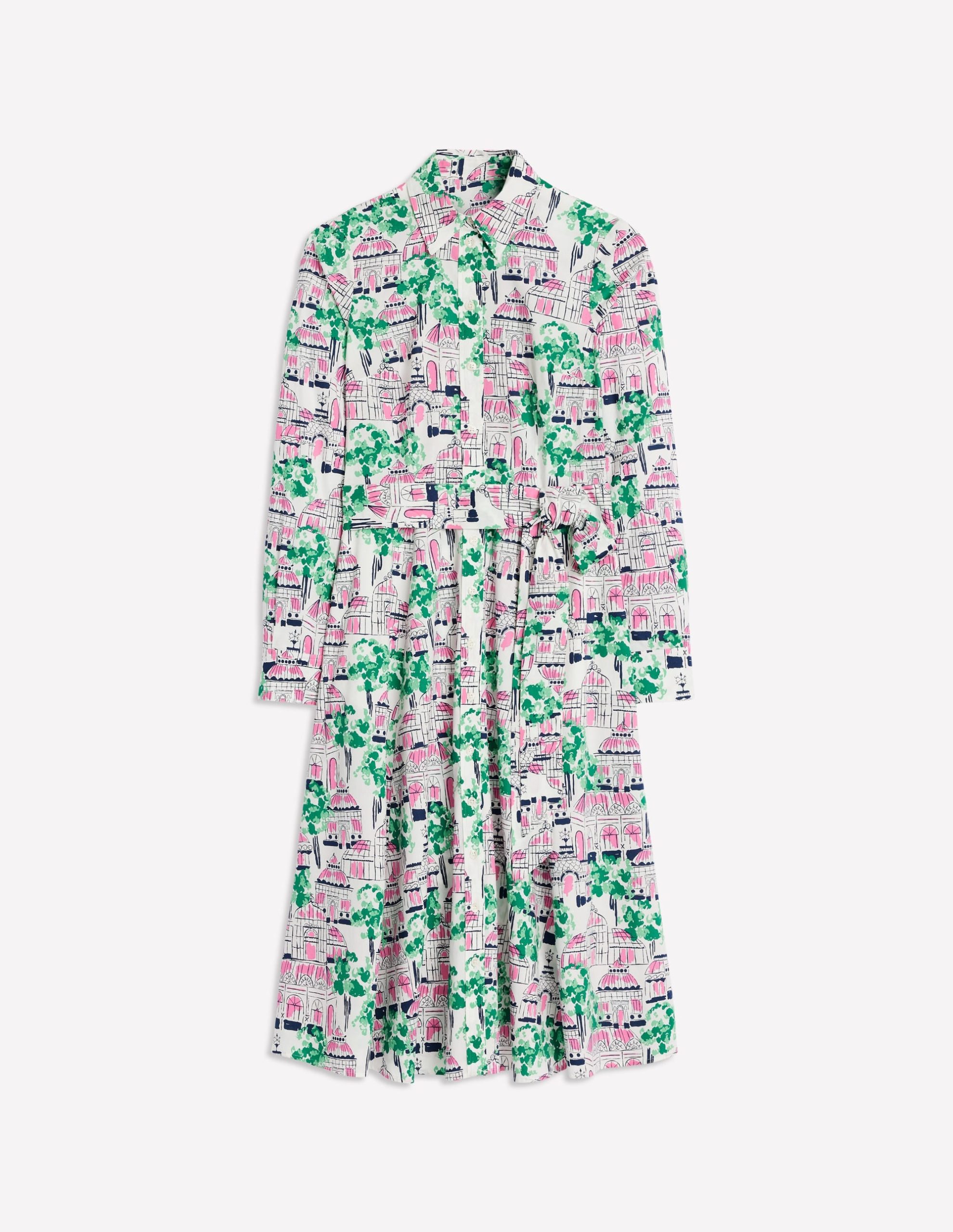 Amy Cotton Midi Shirt Dress-Ivory. Botanical Greenhouse - Image 5