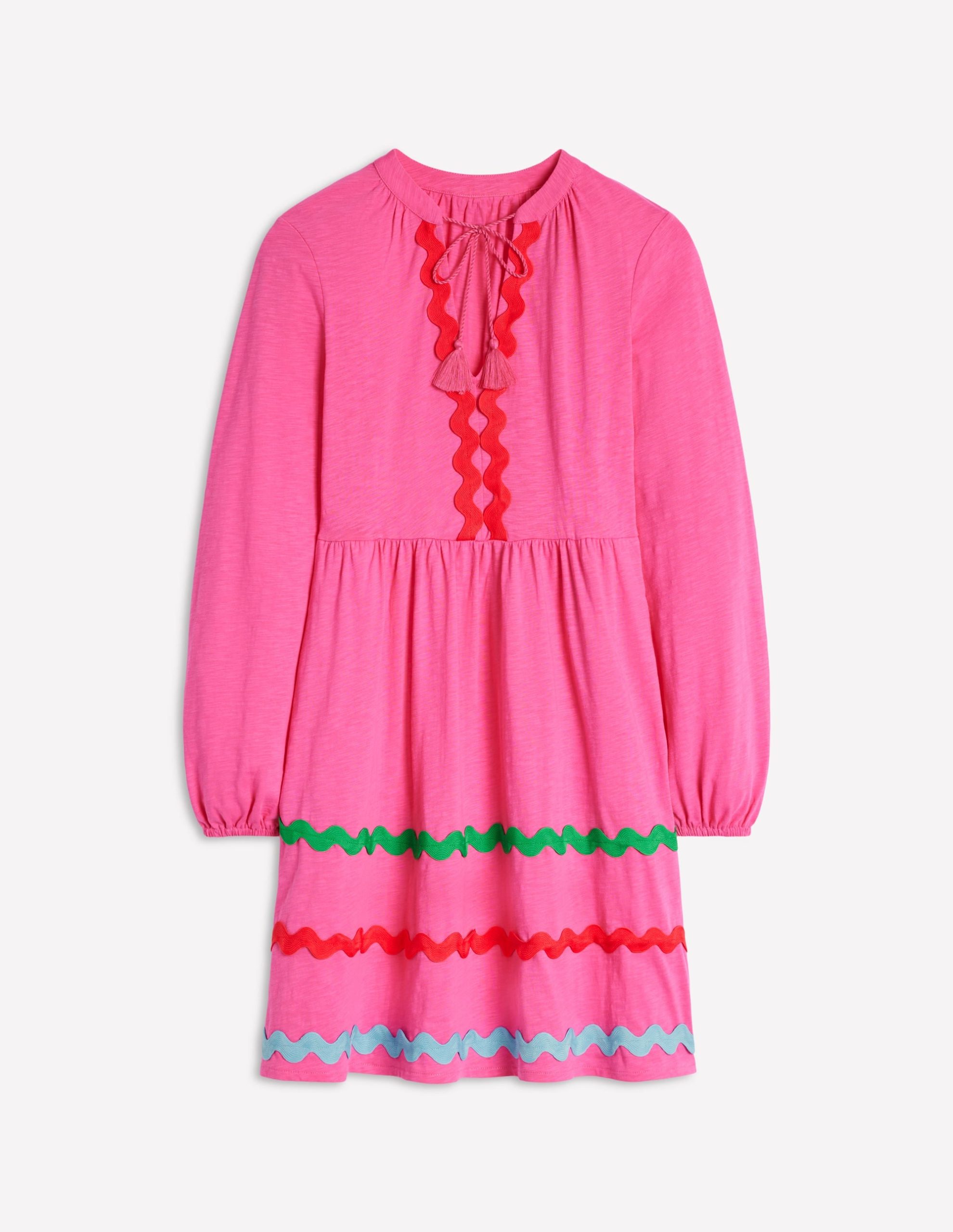 Corinna Ric Rac Jersey Dress-Sorbet Pink - Image 5