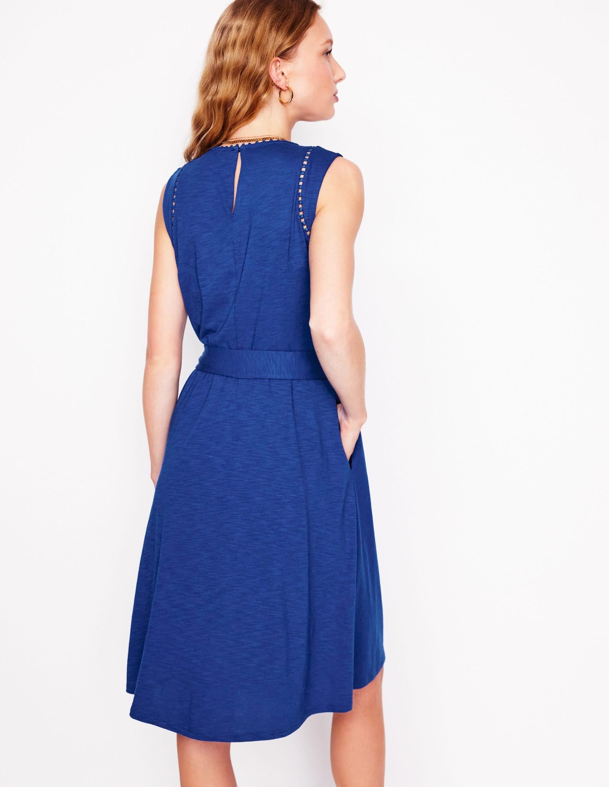 Mila Trim Short Jersey Dress-Bright Blue - Image 3