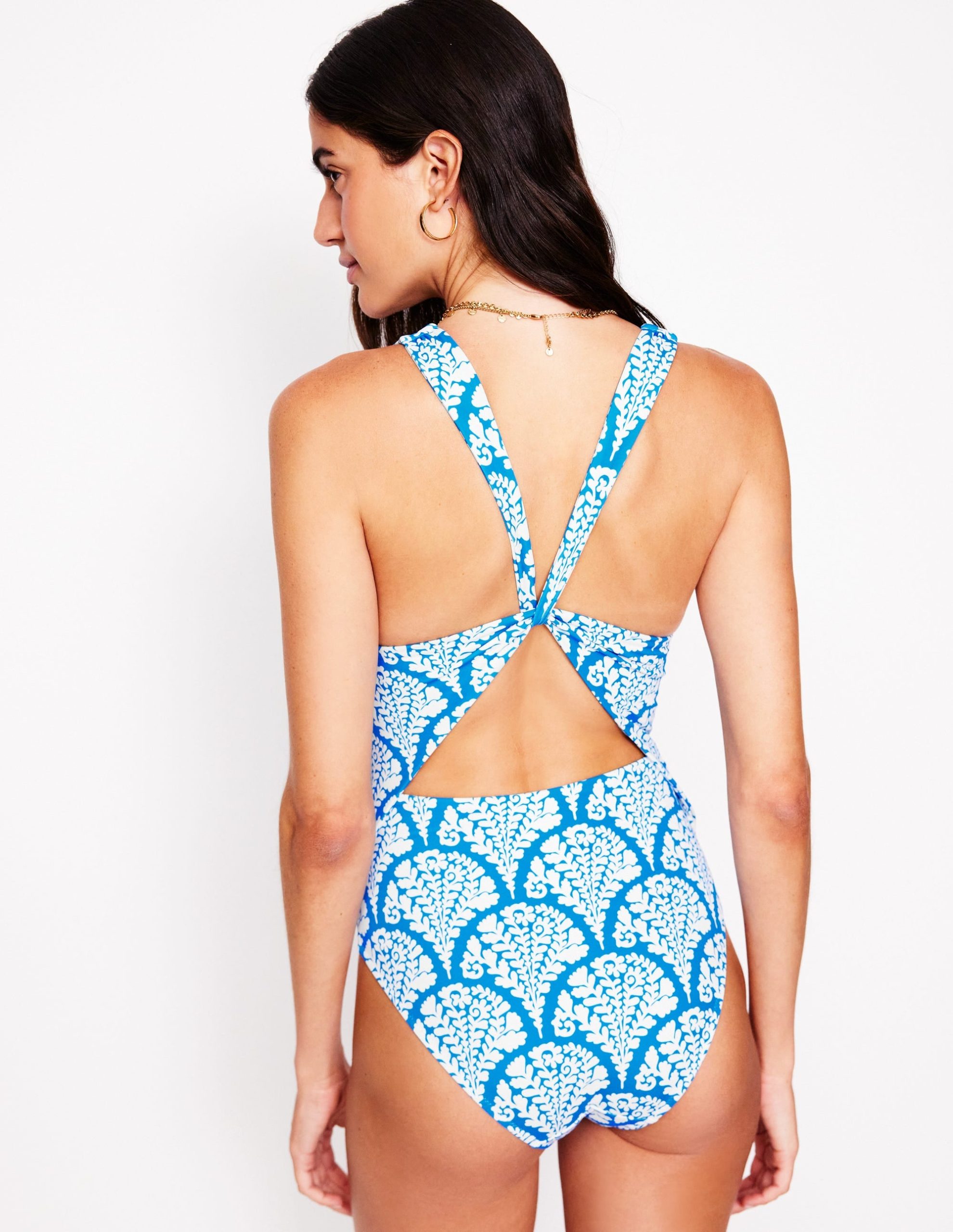 Mykonos Deep V Swimsuit-Cerulean Blue. Blossomy - Image 5