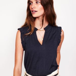 Lola Sleeveless Top-Navy