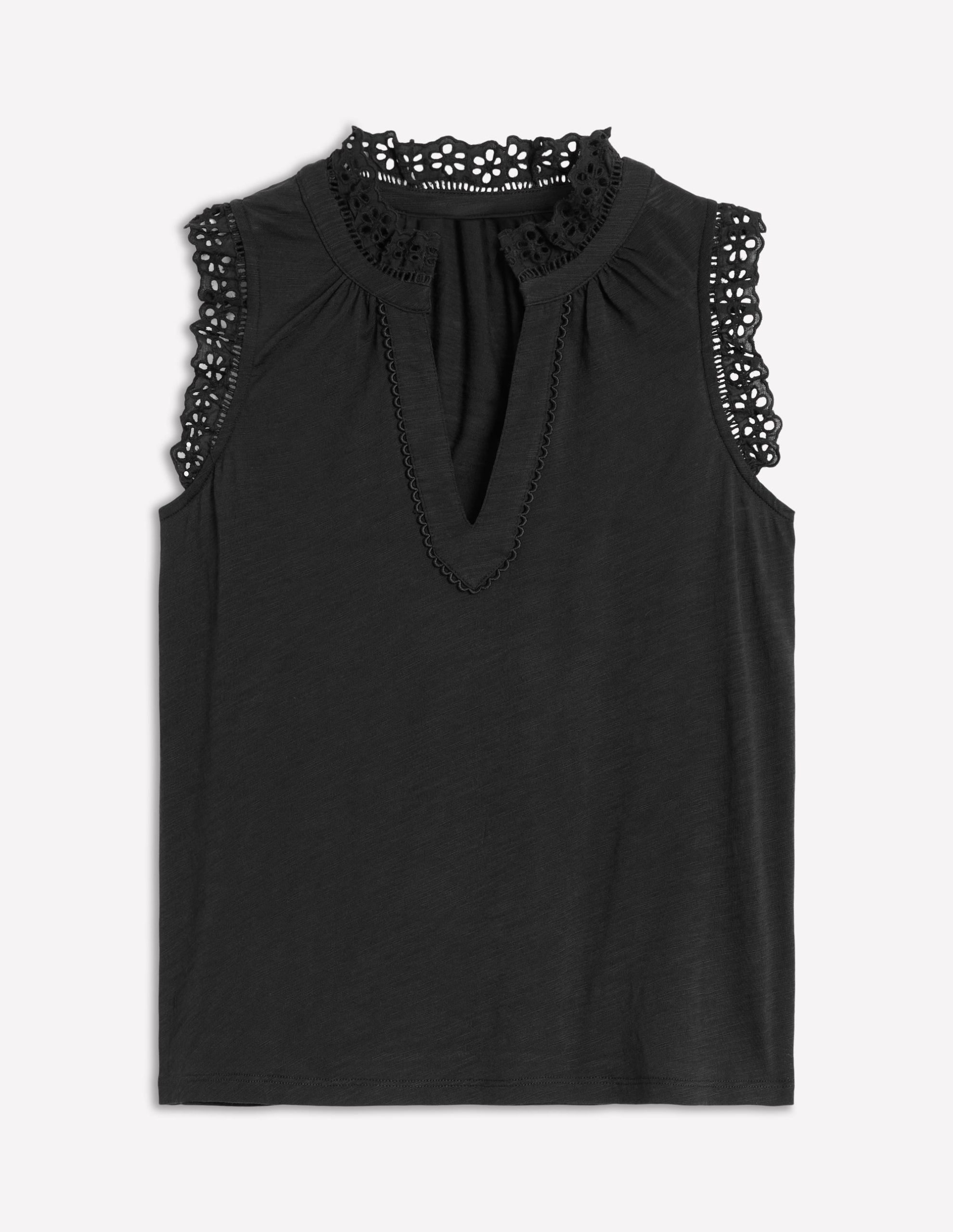 Aria Broderie Trim Vest-Black - Image 7