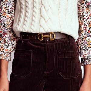 Iris Snaffle-Trim Leather Belt-Croc