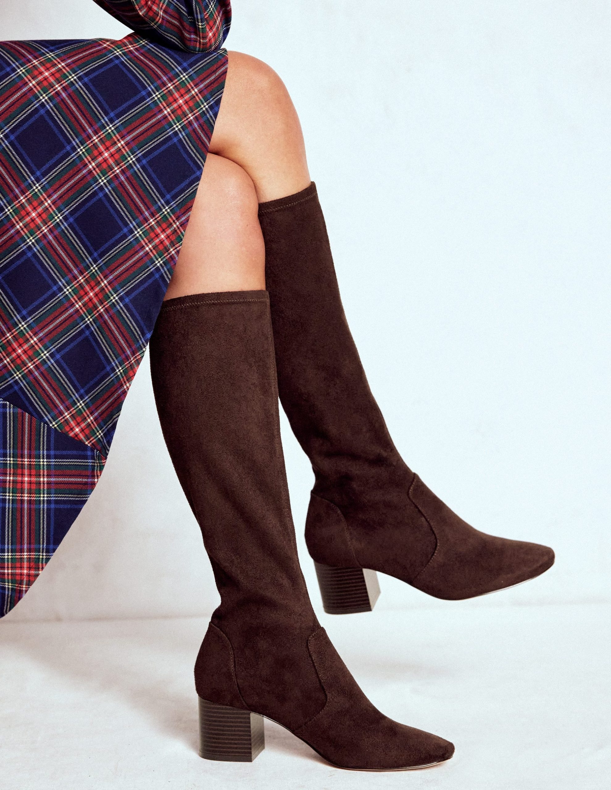 Stretch Knee Heel Boots-Chocolate - Image 2