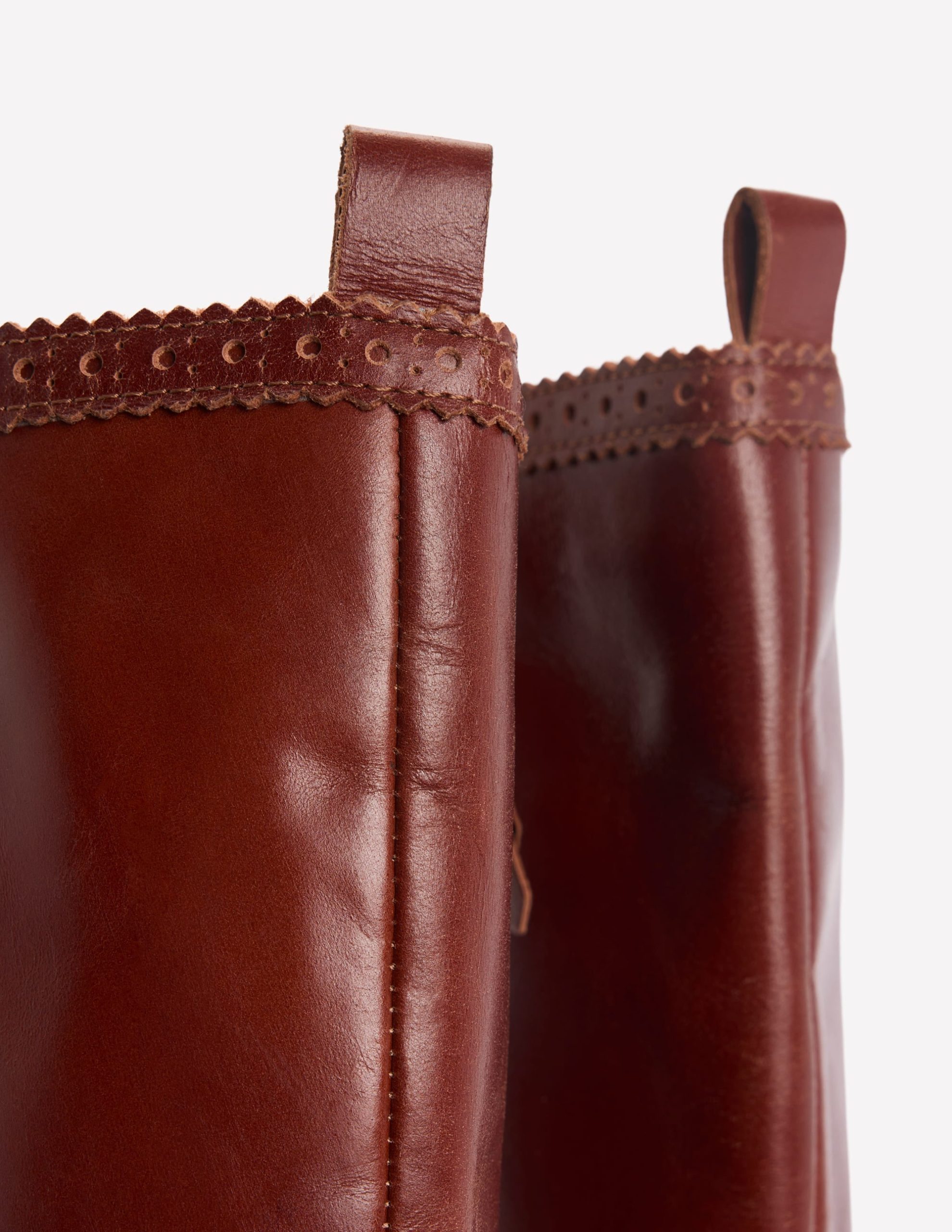 Brogue Detail Knee Boots-Tan - Image 5