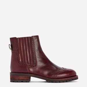 Brogue Detail Chelsea Boots-Oxblood