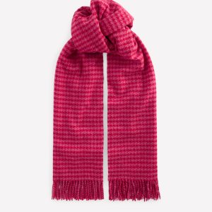 Houndstooth Blanket Scarf-Pink/Red