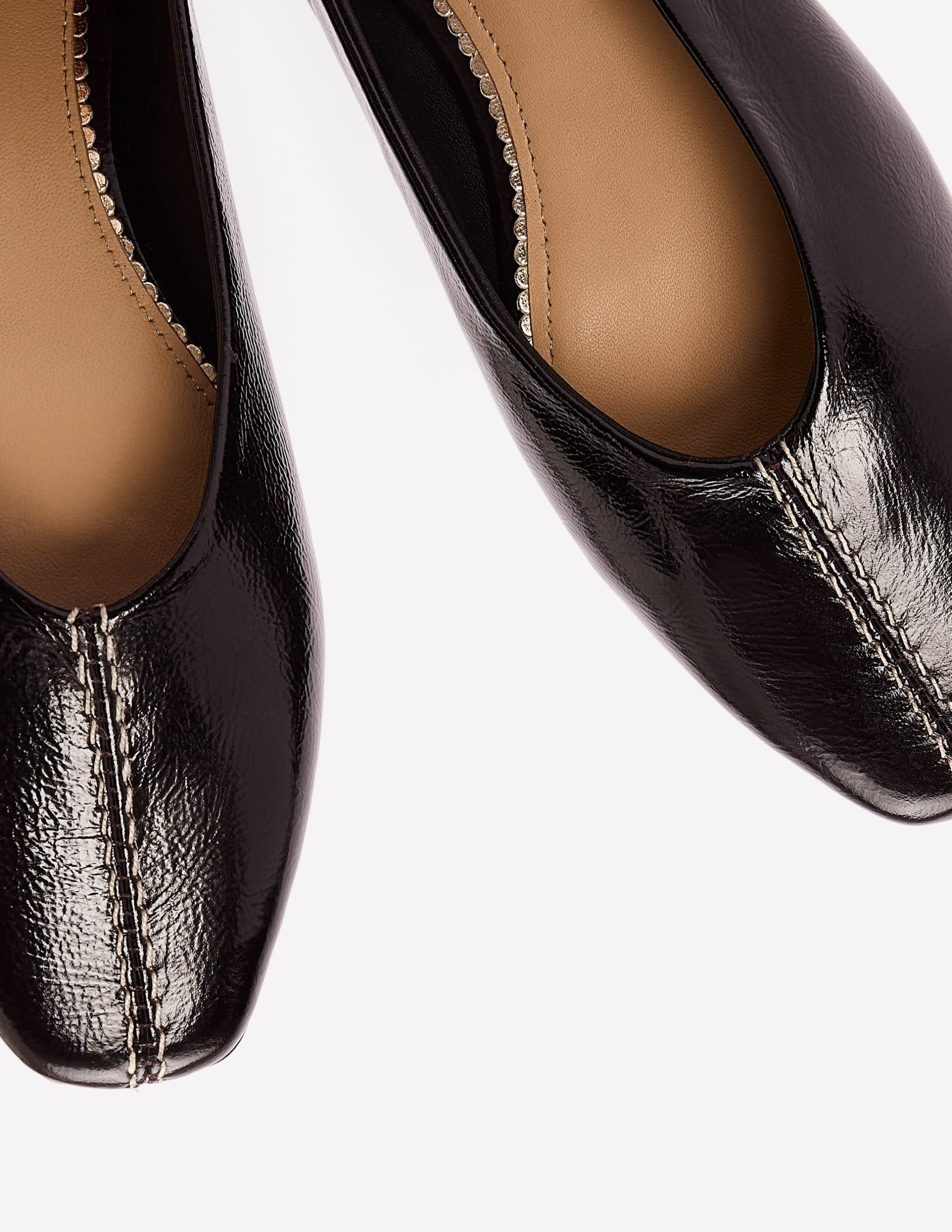 High Cut Stitch Detail Flats-Deep Oxblood - Image 4