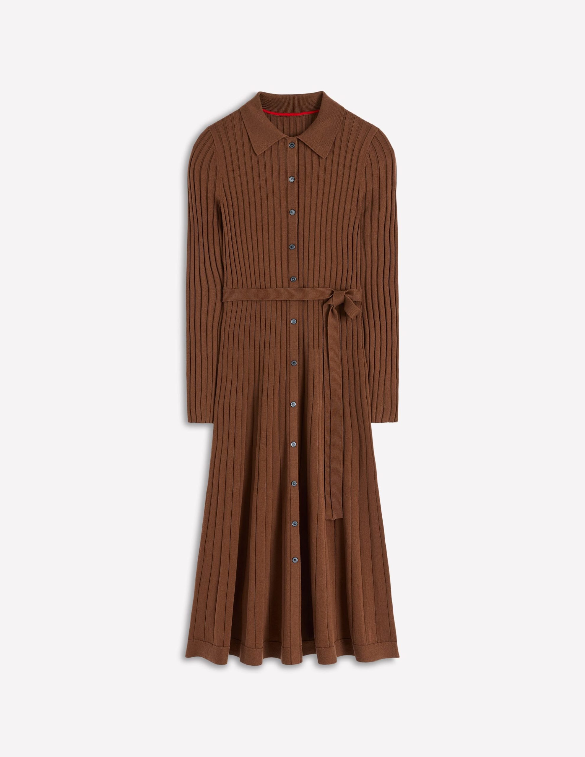 Rachel Knitted Shirt Dress-Raw Umber - Image 5