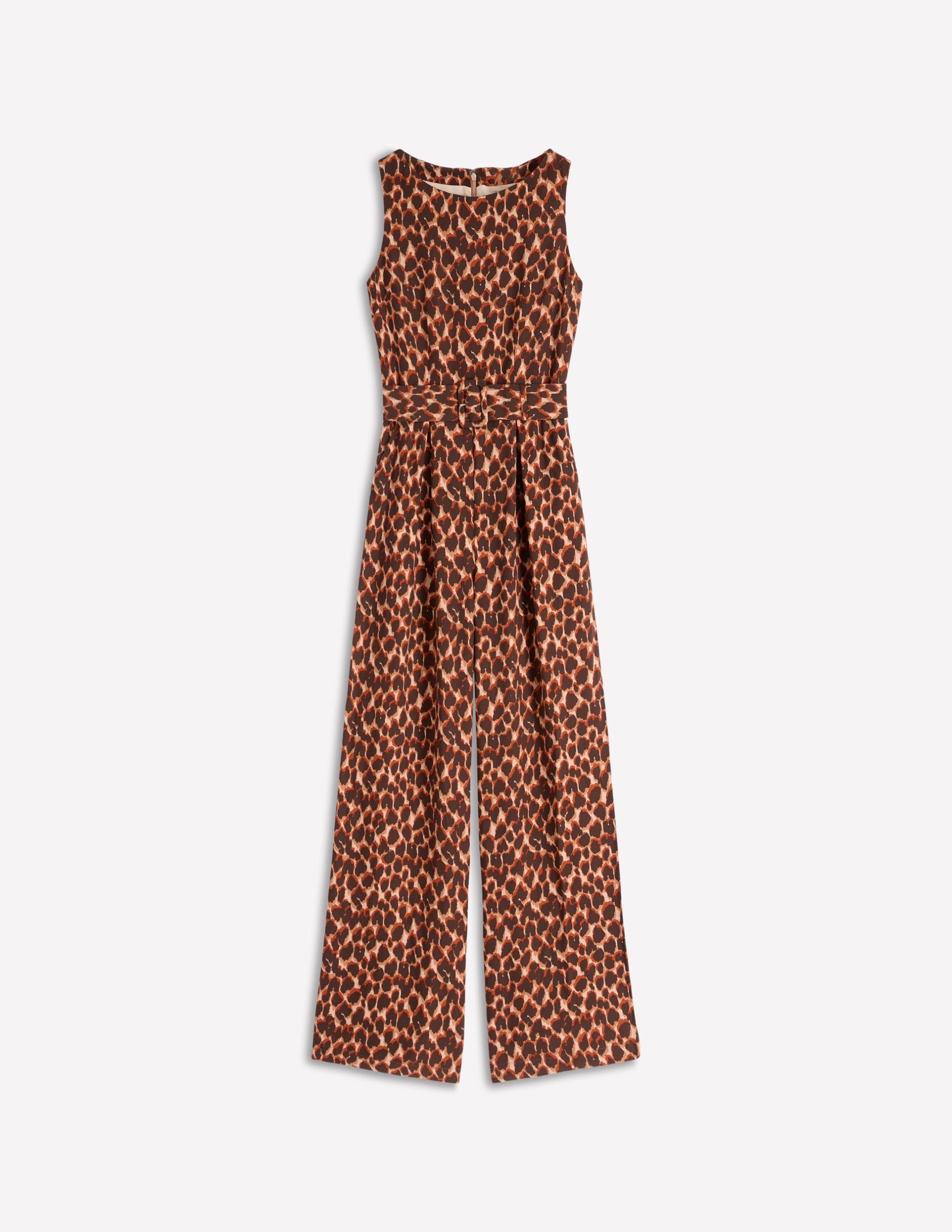 Gwen Slash Neck Jumpsuit-Sand. Abstract Leopard Spot - Image 6