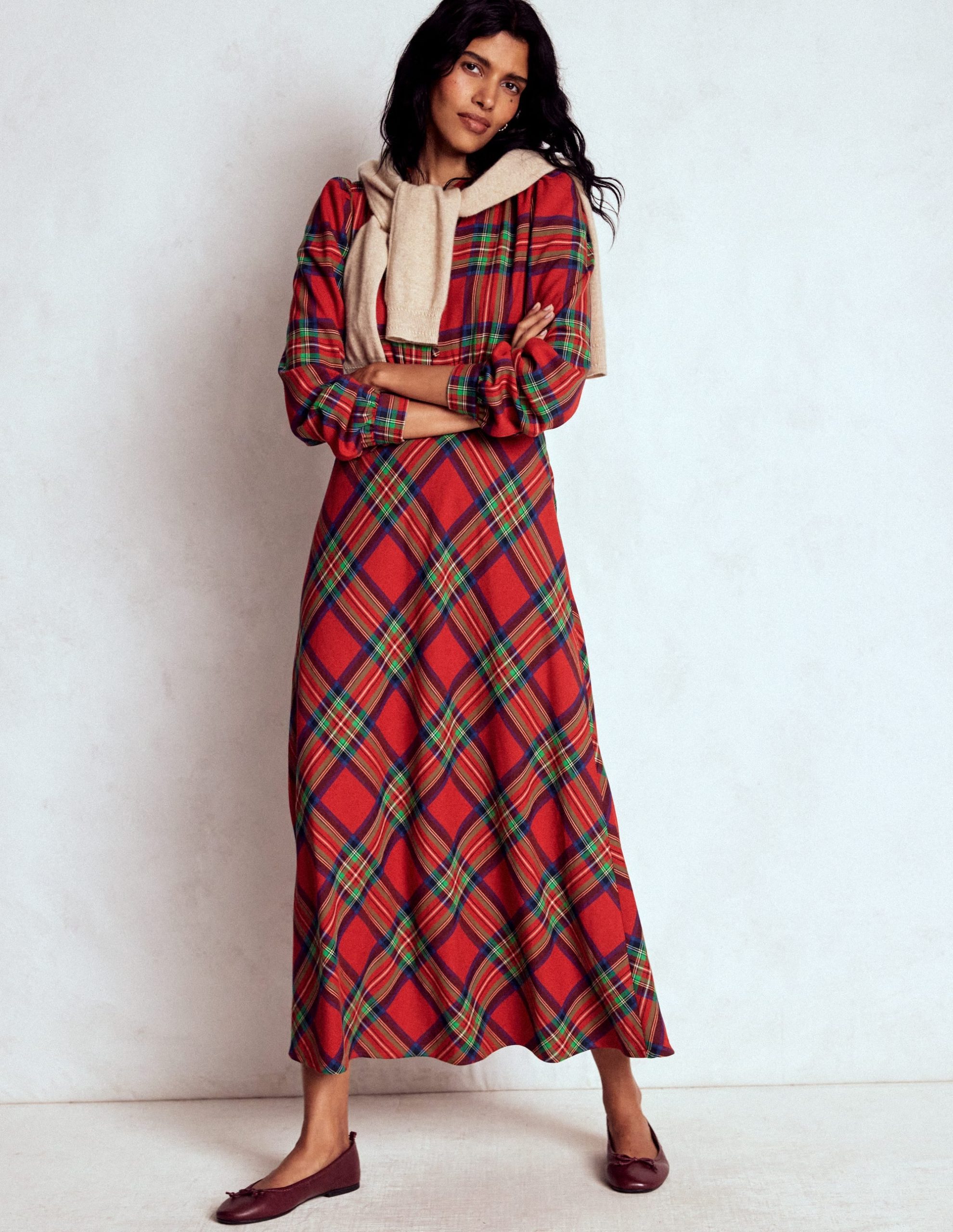 Cassie Check Tea Dress-Red. Blue and Green Check - Image 6