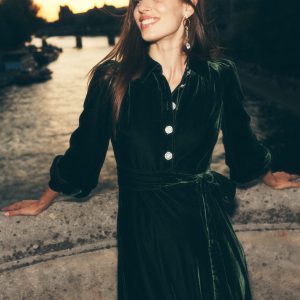 Vivienne Velvet Midi Dress-Green Fir