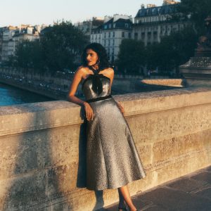 Halter Fit & Flare Gold Dress-Gold