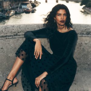 Velvet Bodice Jersey Dress-Black