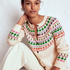 Edie Fair Isle Cardigan-Ecru Marl. Fruit