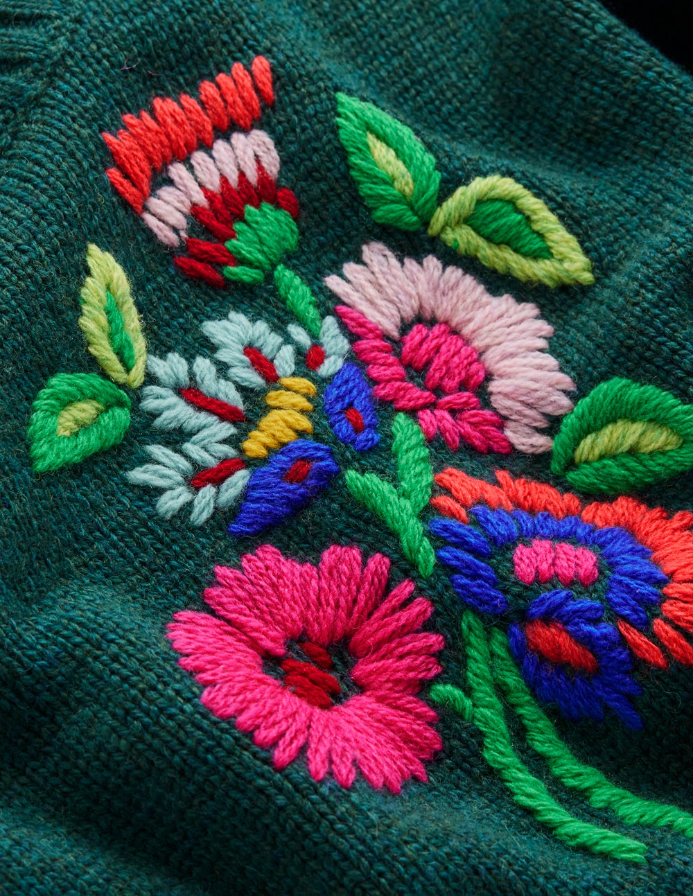 Natalie Embroidered Sweater-Emerald Night Bouquet - Image 9