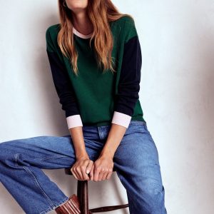 Lara Relaxed Cotton Jumper-Emerald Night. Navy
