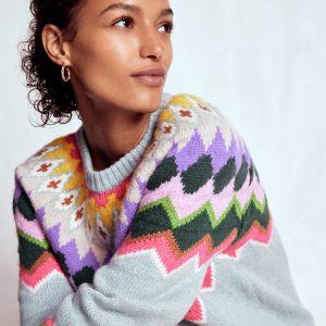Eleanor Fair Isle Sweater-Tourmaline Blue Melange