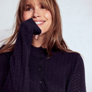 Diane Pointelle Cardigan-Navy